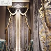 New European Style Luxury Curtains for Villa Living Room Coffee Color Silk Velvet Gold Embroidery High Quality High-end Custom 1