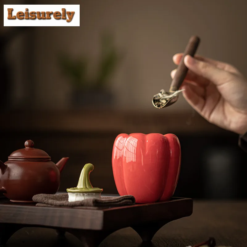 Ceramic Simulation Chili Tea Box Organizer Moisture-proof Boutique Storage Tank Containers Tea Caddy Tea Items Collection Craft