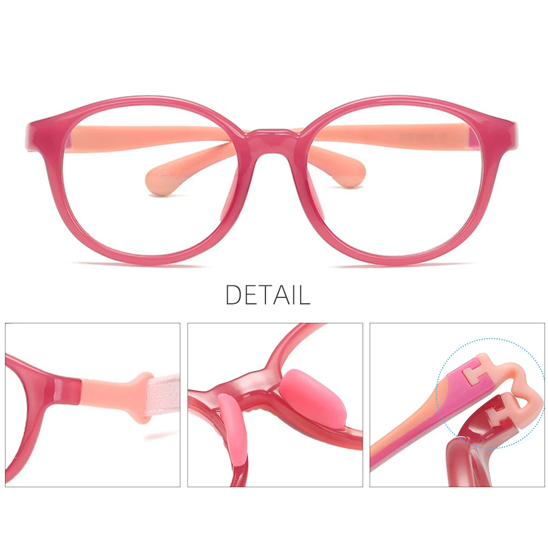 MEESHOW Children Silicone Anti-blue light Glasses TR90 Flexible Removable Flat Non-slip Sport Eyeglasses Frame Girls Boys Click