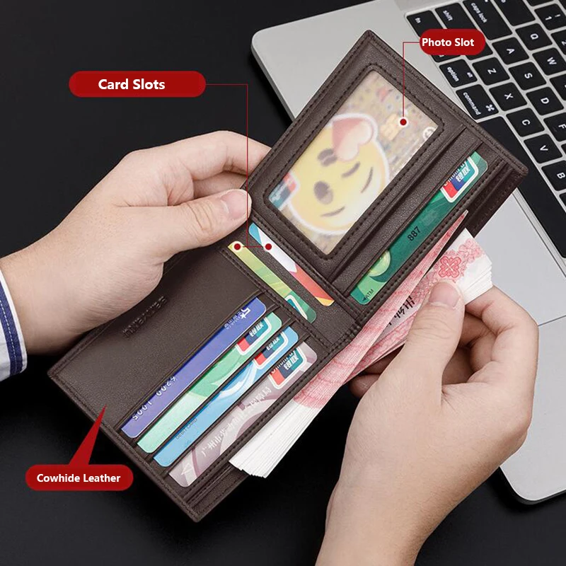 Men's RFID-Blocking Leather Wallet - Sleek Business Cardholder & Stylish Gift