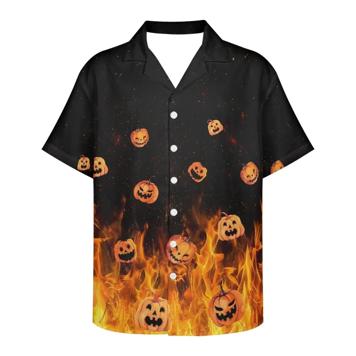 2024 New Men's Casual Shirt Short Sleeve 3D Printed Halloween Spider Web Printed Single Breasted Shirt Men's Loose Clothes 4