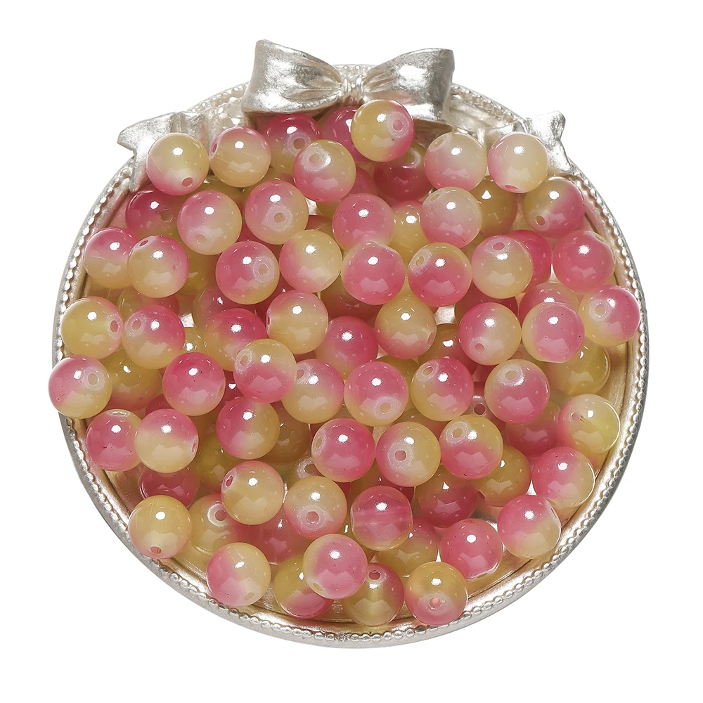 Colorful Round Glass Beads for DIY Jewelry Crafting - 50 Pieces