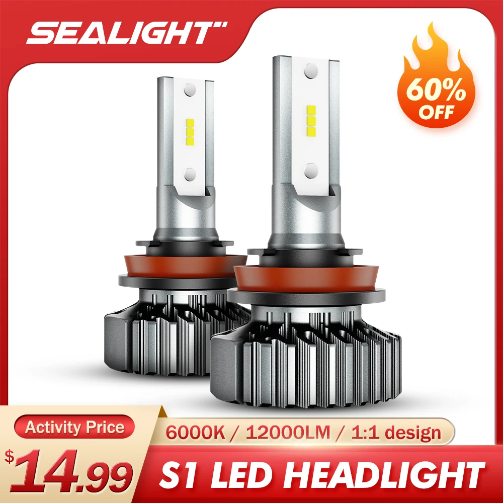 H11 Led Headlight Sealight S1 2pcs 12000lm 6000k 60w 12v 9005 9006 H4