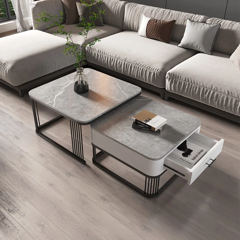 New design marble box coffee table for home use travertine coffee table stainless steel