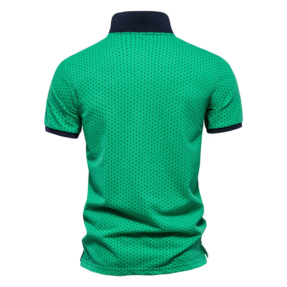 AIOPESON Summer Cotton Dot Printed Polo Shirts for Men Casual Social Business Mens Polos Short Sleeve Polo Men's Clothing 3