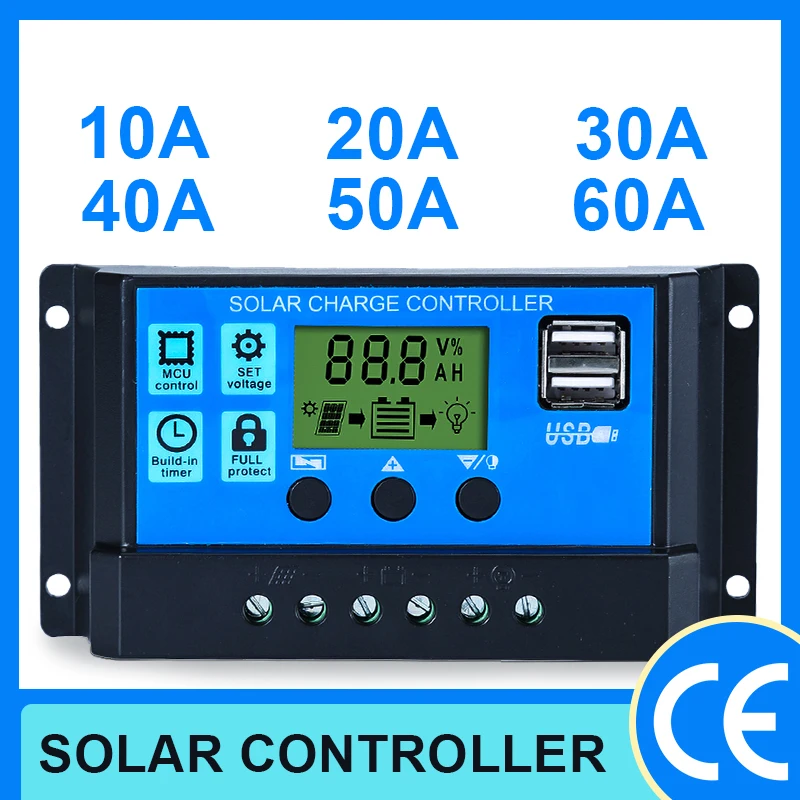 B40 30A 20A 10A Regolatore Solare 12V Mppt 24V Pwm Regolatore Di Carica Solare Caricabatterie Pannello Solare Regolatore Batteria Uscita 5V Dc
