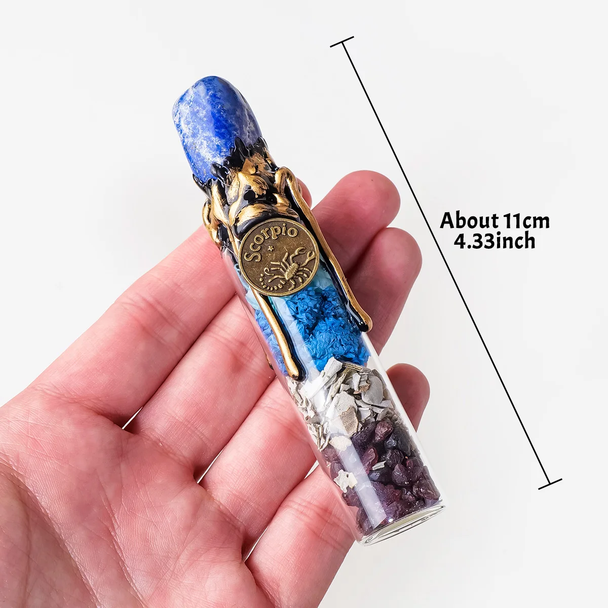 1PC Natural Crystal Zodiac Wishing Bottle, Magic Energy Healing Stone Drifting Bottle with Raw Stones, Spiritual Divination Reik
