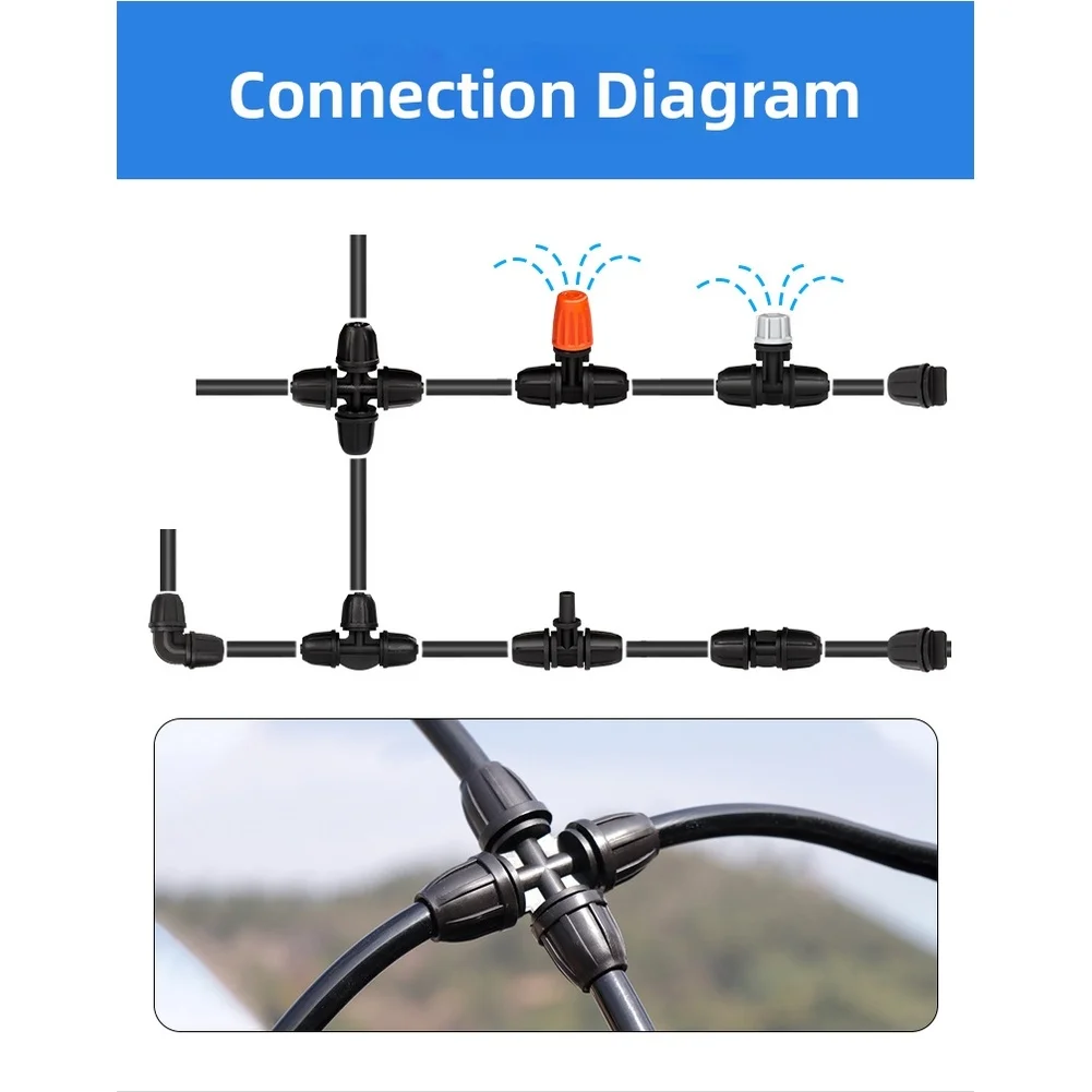 10Pcs Plastic 4-Way Locking Connectors For 4/7 Hose, Drip Irrigation ...