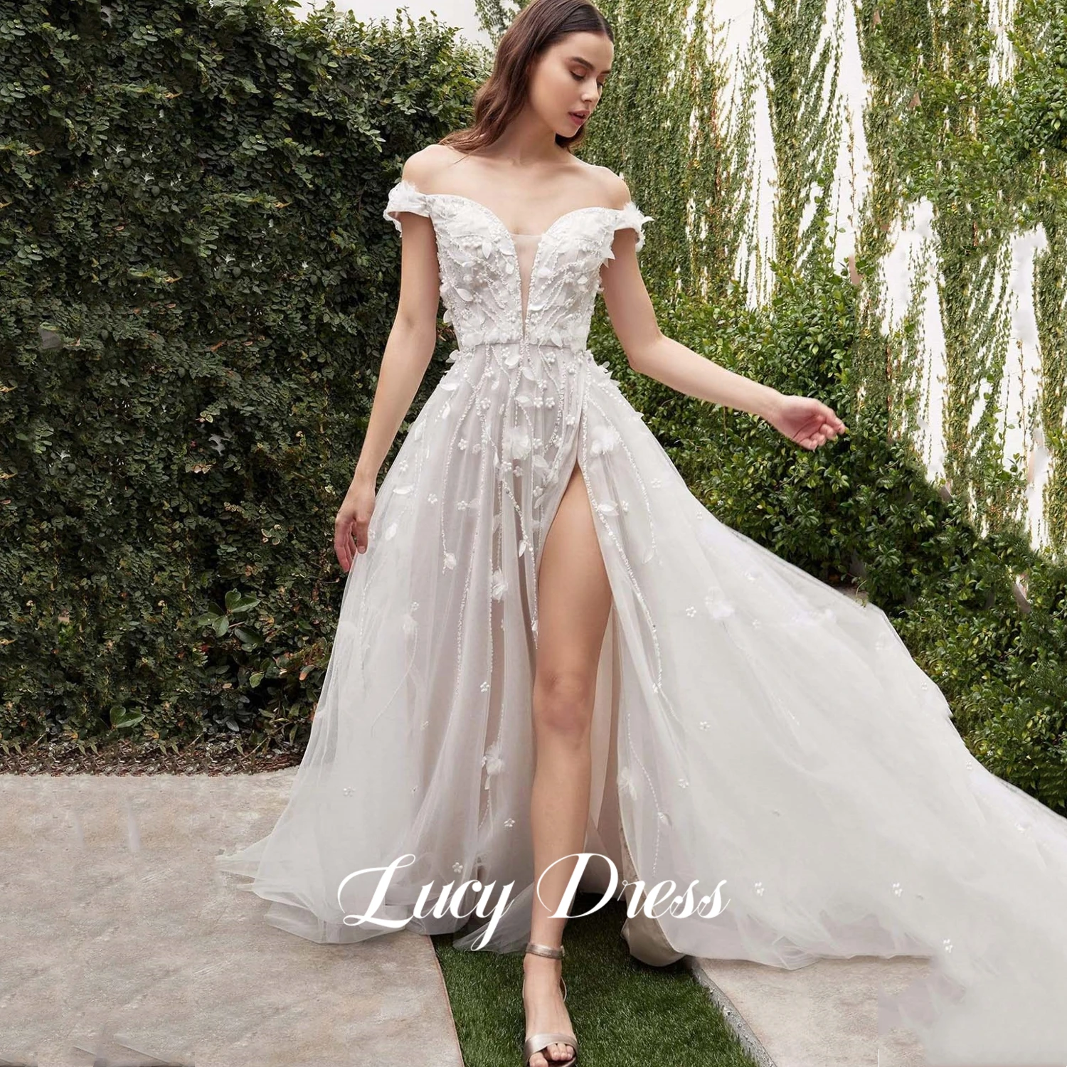 

Lucy Wedding Dress White Flowers Dresses Bride Elegant Party Women 2024 Luxury Evening Long Formal Prom New Woman Guest Gowns