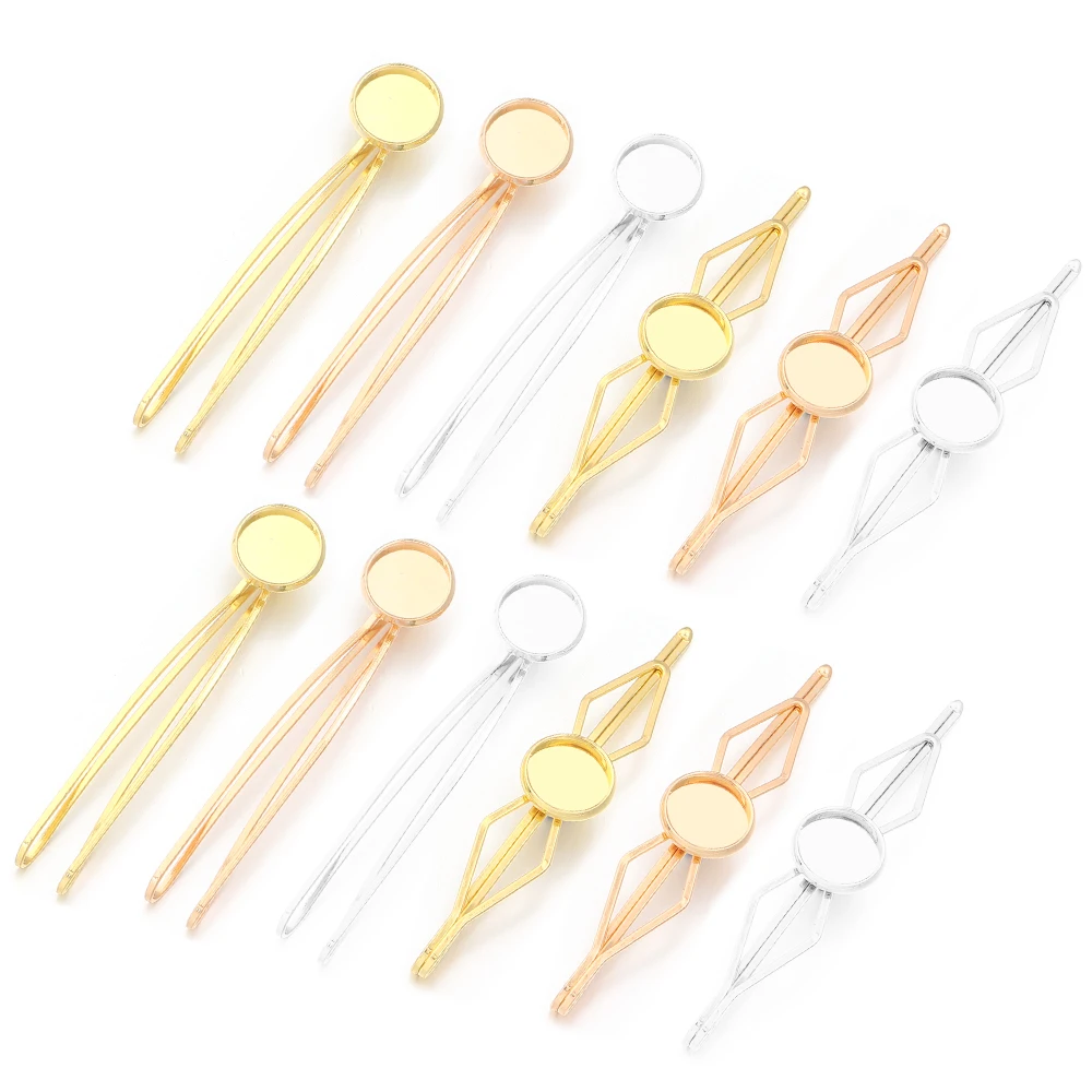 5 teile/los Innere Größe 12mm Runde Cabochon Metall Haarnadeln Barrettes Haar Clips Basis Einstellung Für Schmuck Machen DIY Haar zubehör – Detail 7