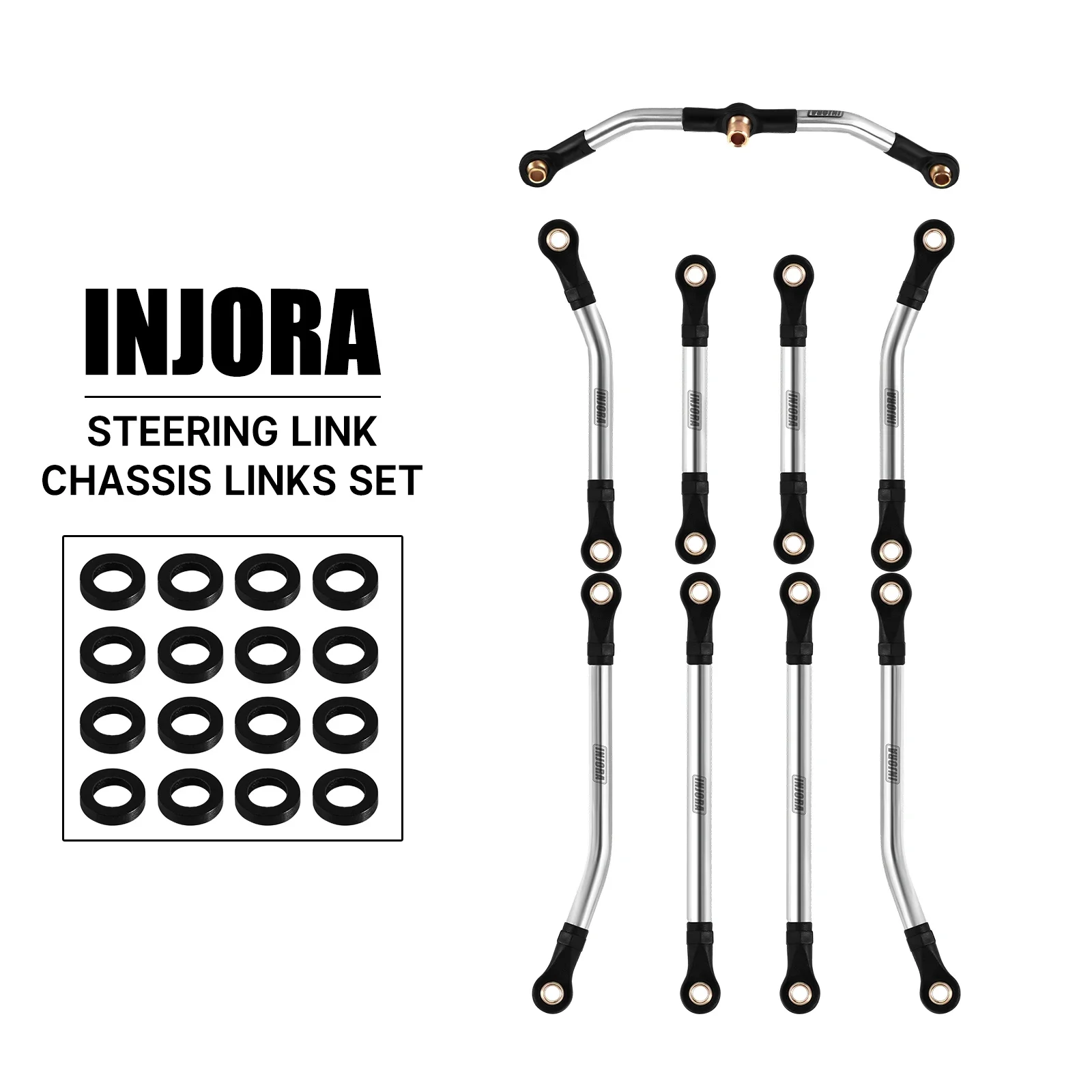 INJORA 8PCS Stainless Steel High Clearance Links Steering