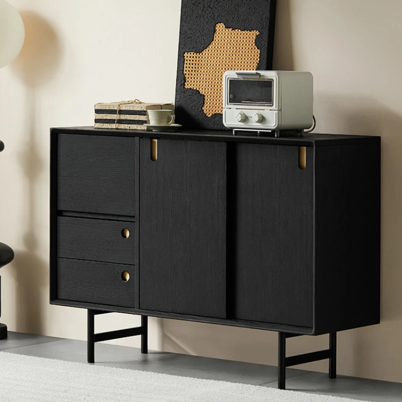 

Furniture solid wood dining cabinet, black tea cabinet, living room storage cabinet, storage , white wax wood foyer