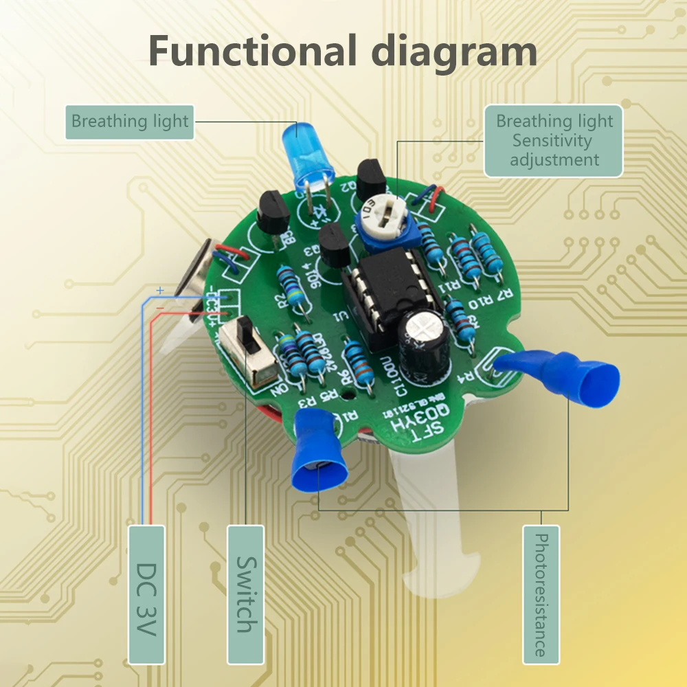 LED Breathing Light Soldering DIY Kit Simulated Firefly Flashing Robot Toy Photosensitive Sensor Mobile Robot Part Electronic 3