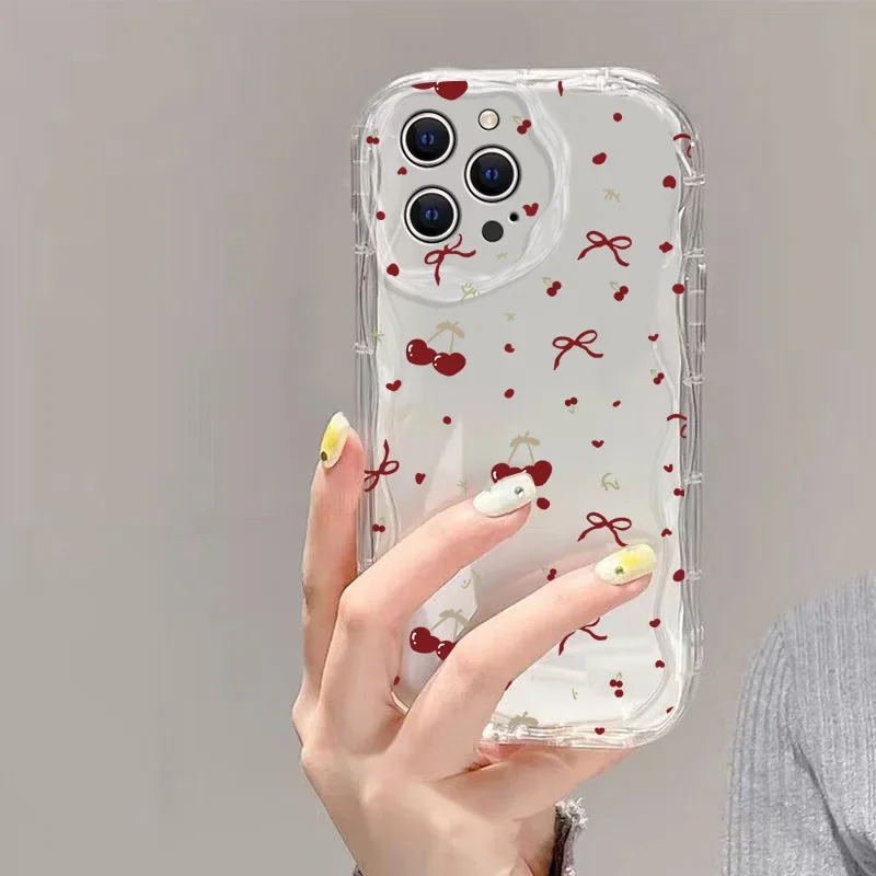 Y2K Bow Cherry Phone Case - Retro Aesthetic Design