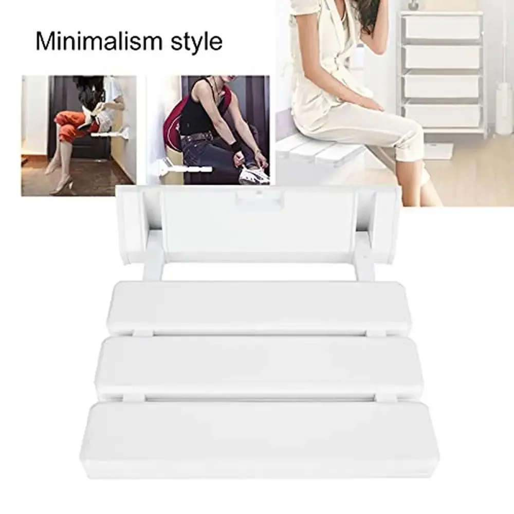 Folding Shower Seat Wall Mounted Non Slip Bathroom Stool Bathing Elderly Disabled Mobility Lightweight Durable Easy Install 4