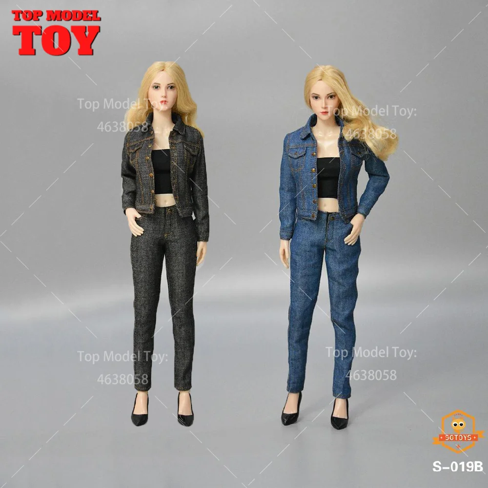 

SGTOYS S-019 1/6 Scale Cowboy Clothes Pants Denim Suit Model For 12'' Mid/Large Chest Female Soldier Action Figure Body Dolls