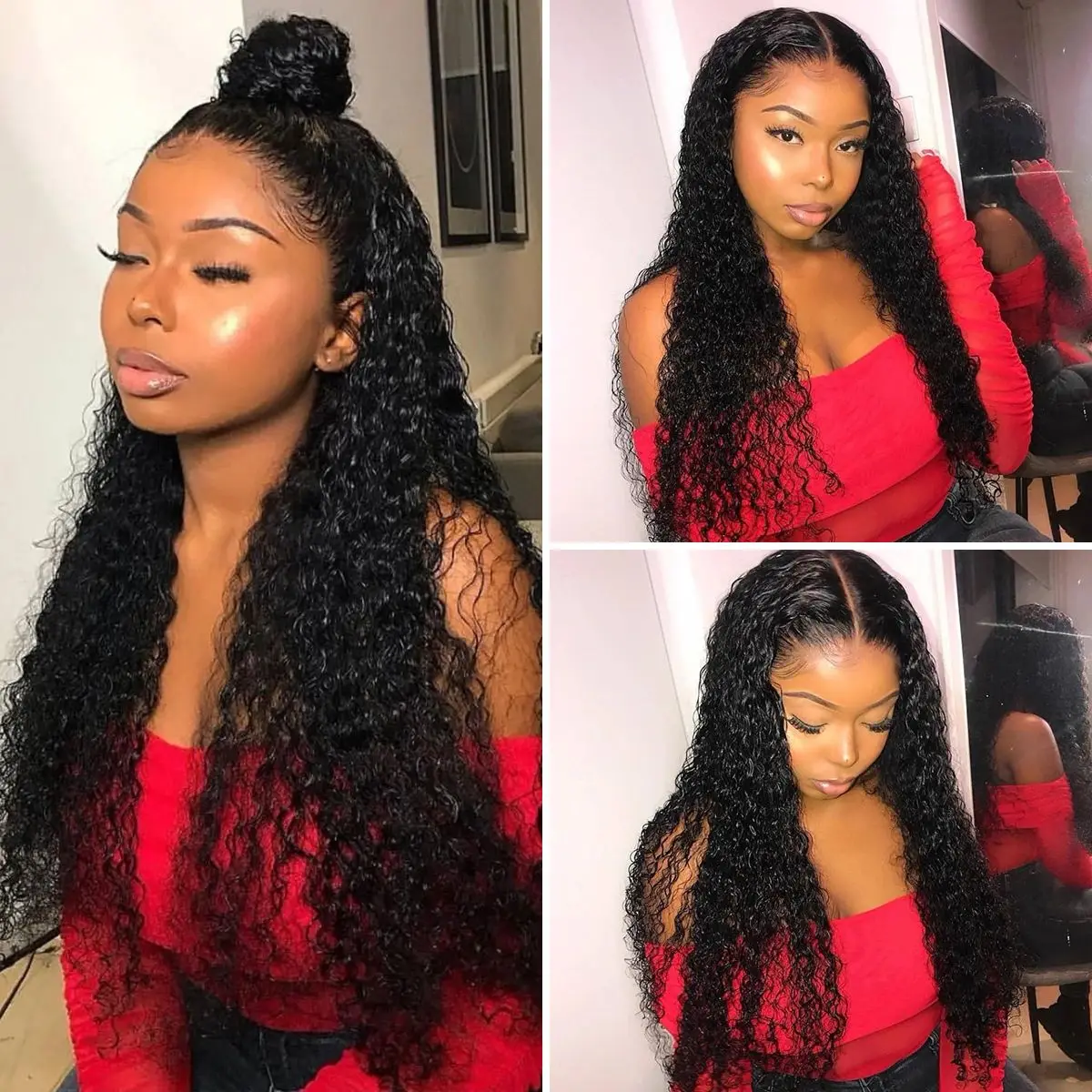 Water Wave Human Hair Bundles Deal 12A Unprocessed Virgin Deep Curly Weave Raw Human Hair Extensions Tissage For Women 100g/pc