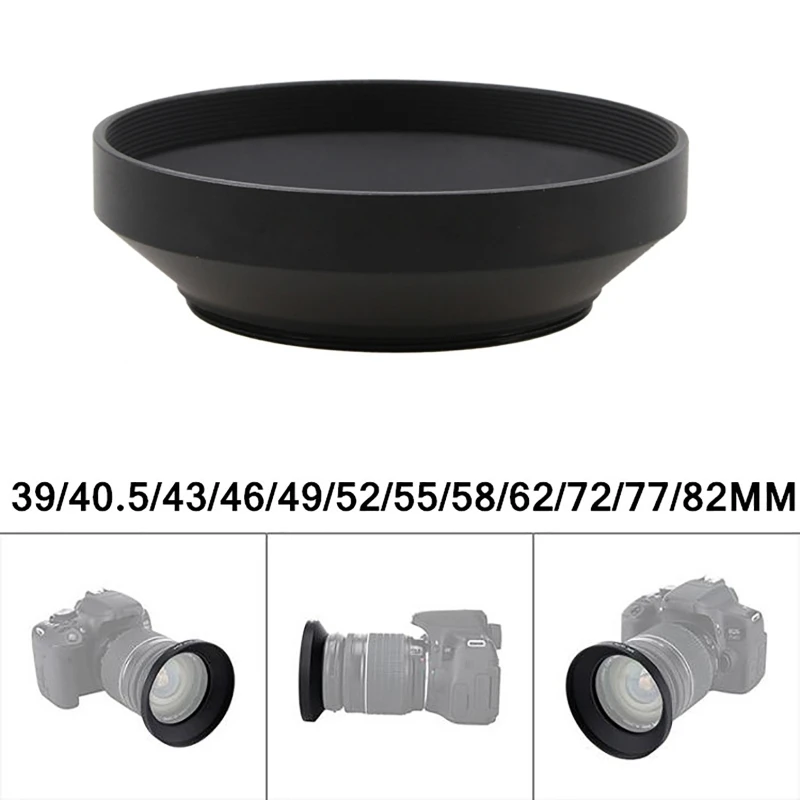 Durable Metal Wide Angle Lens Hood for DSLR Camera Protection