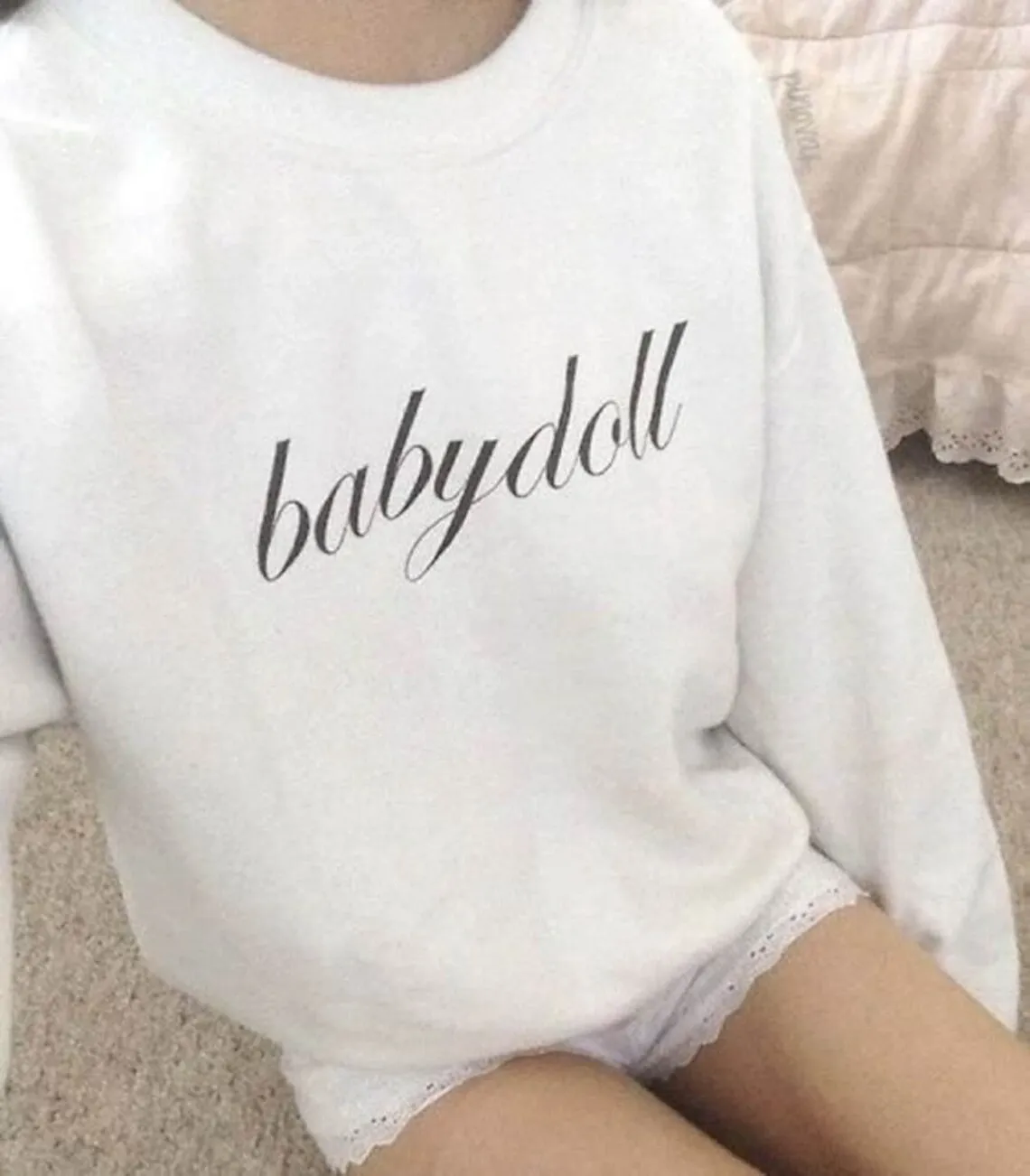 

Sugarbaby babydoll Sweatshirt Crewneck Trendy Unisex Sweater Aesthetic Jumper Cute Gift Long Sleeved Fashion Tops Cotton Jumper