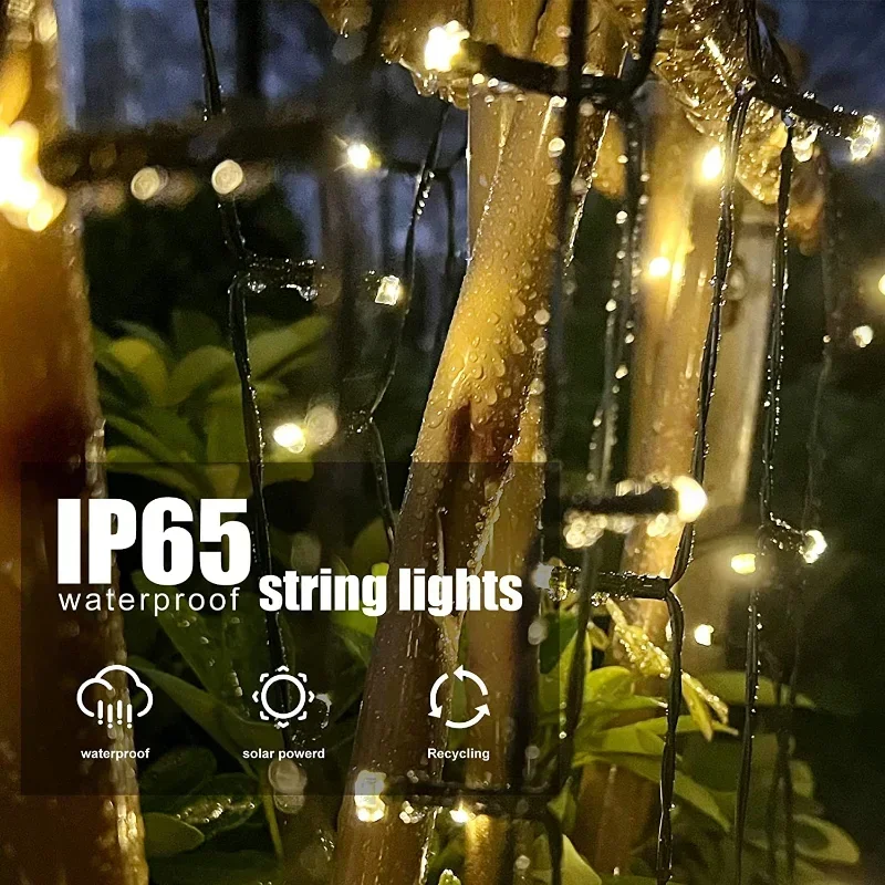 Solar Powered LED String Lights - 8 Modes, Waterproof Outdoor Decorative Lighting for Garden, Patio, and Events