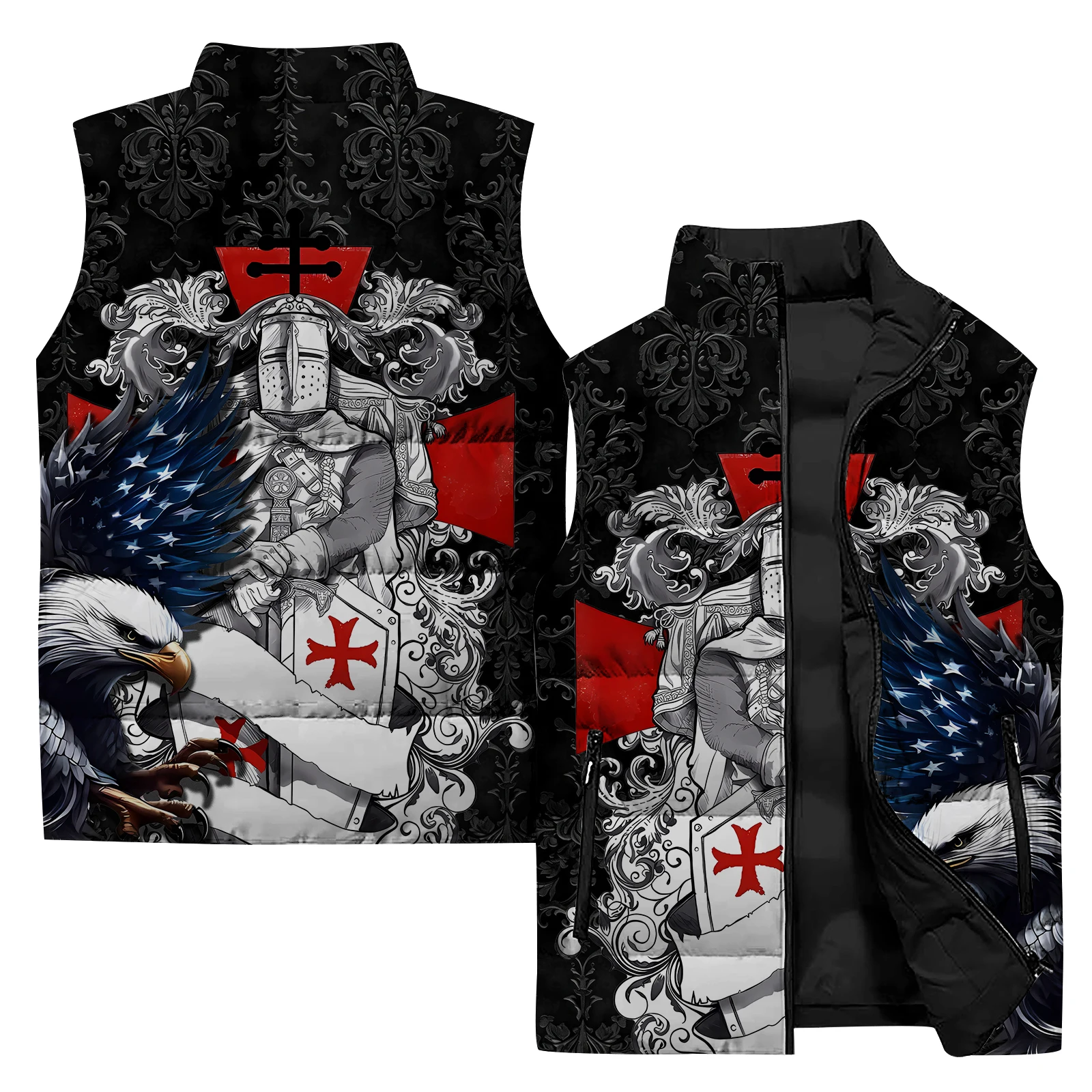 Chalecos geniales para hombre, chaquetas cálidas para hombre, chalecos duraderos con cruz religiosa para hombre, ropa barata misteriosa para hombre, abrigo, chaleco de trabajo contra el frío