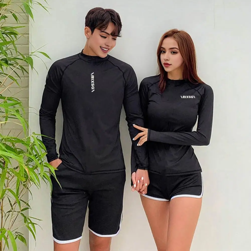 Unisex Swimsuit Soft O Neck Couple Surfing Clothes Long Sleeves Snorkeling Wetsuit Diving Bathing Suit Water Sport Swimwear