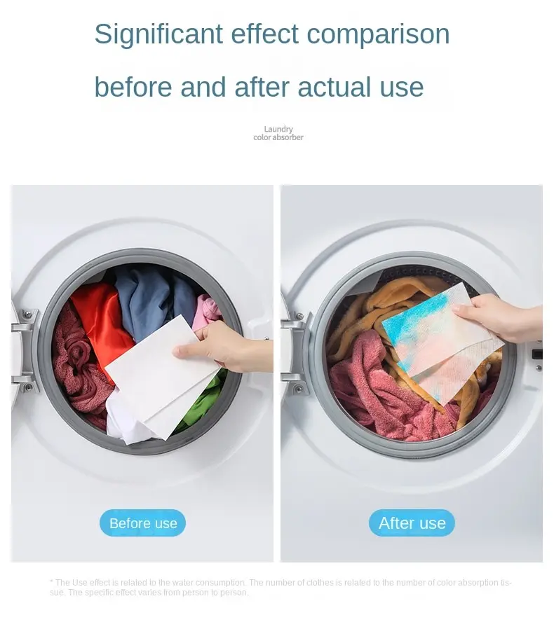 50 adet/torba Çamaşır tabletleri Çamaşır kağıdı Anti-boyama çamaşır çarşafları Anti-string Karışık renkli emme yıkama aksesuarları