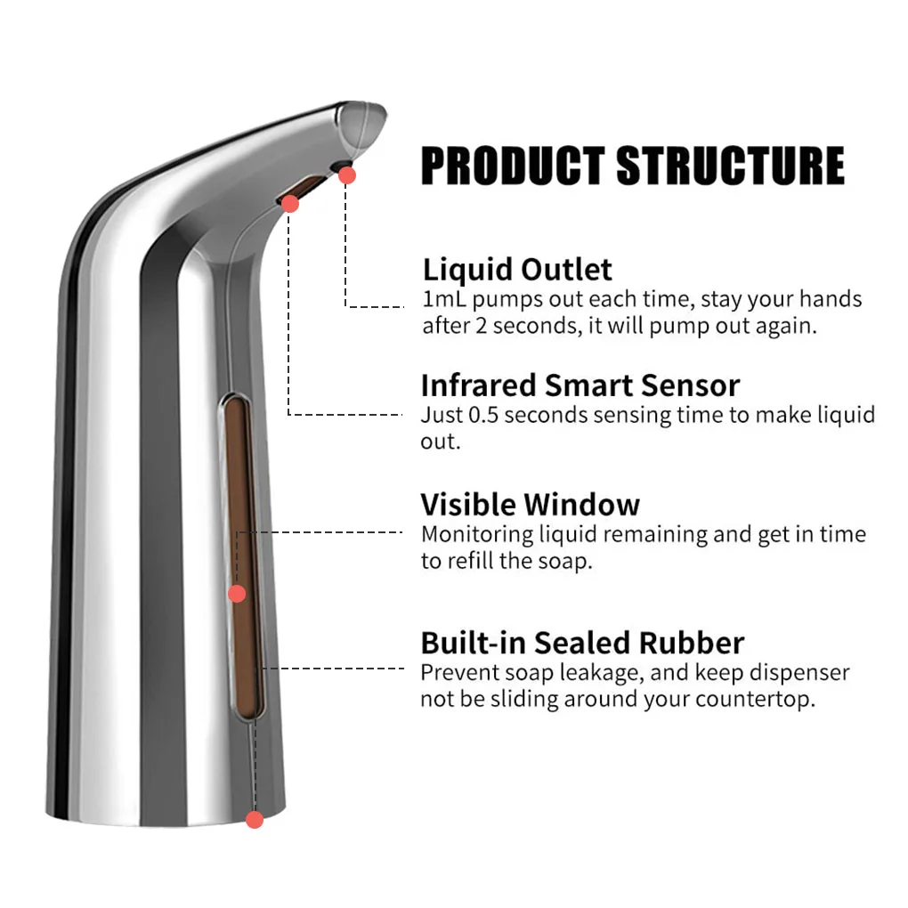 Automatic Soap Dispenser Electric Touchless Infrared Sensor Soap Dispenser Kitchen Dish Liquid Auto Hand Soap Dispenser
