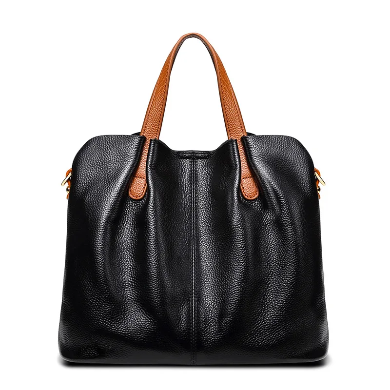 

New 2023 Real Genuine Leather Tote Bags Women Large Capacity Handbags Fashion Composite Shoulder Shopping Big Soft Shopper Bag