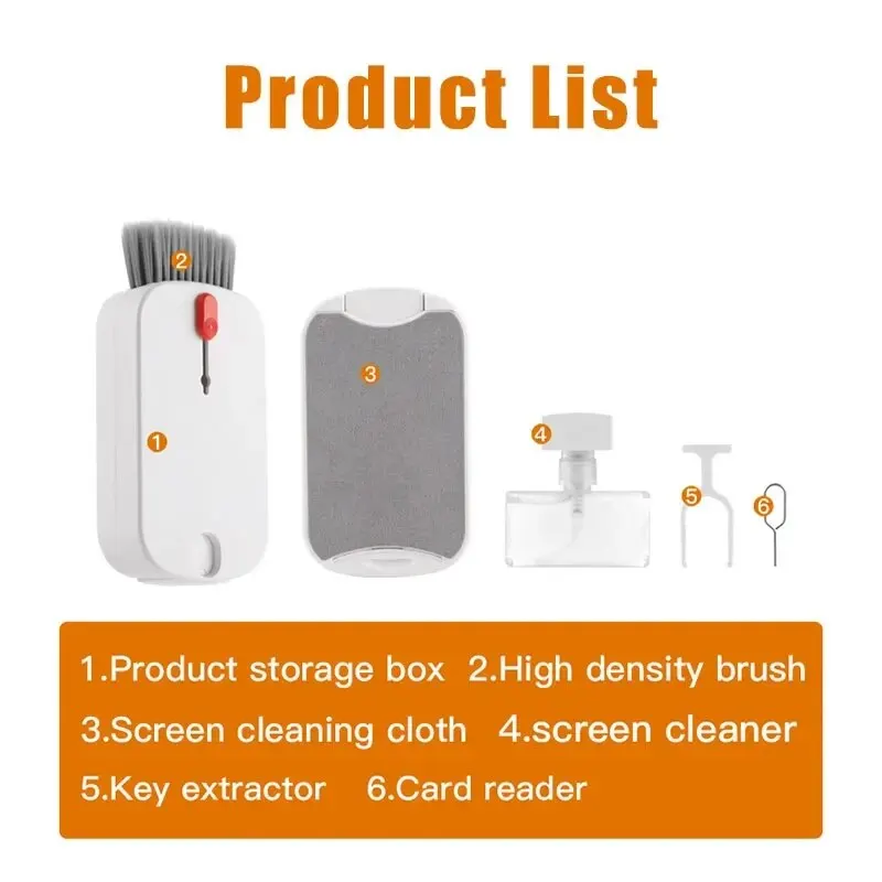 Cleaning Kit Screen Cleaner Set Screen Cleaning Set Cleaning Brush Computer Cleaning Brush Keyboard Cleaning Tools 5 in 1 Multifunctional Cleaner Brush Kit Camera Computer Laptop Tablet TV Screen Cleaning Tools Keycap Puller Phone Card Taker