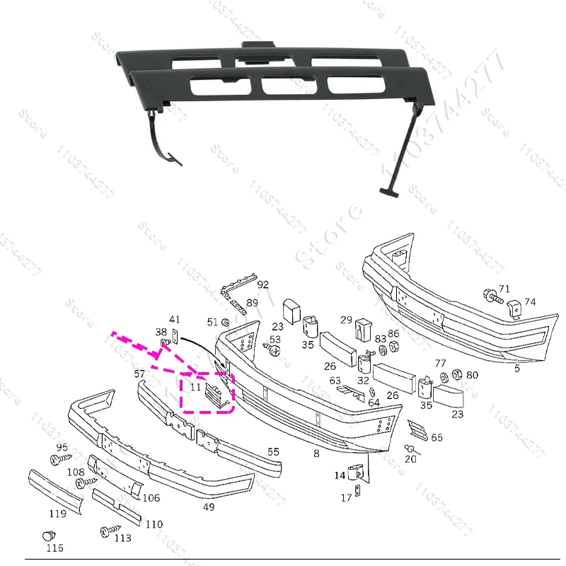 Tappo Gancio Traino Paraurti Anteriore Per Mercedes Classe E W124 – Originale OEM In ABS, Sostituzione Diretta