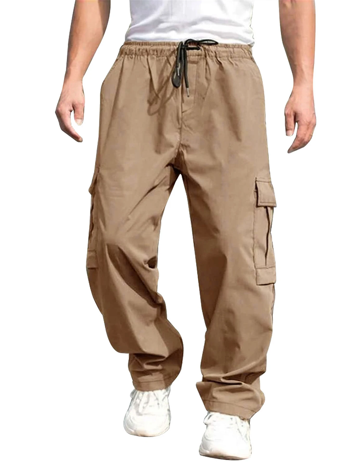 Men's multi pocket work pants outdoor sports military uniform pants pure cotton casual loose straight leg men's long pants