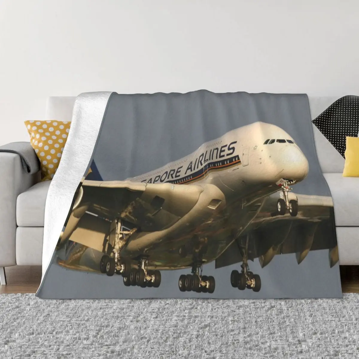 

A380 Evening Arrival Throw Blanket manga Hairys Soft Plaid Blankets For Baby Blankets