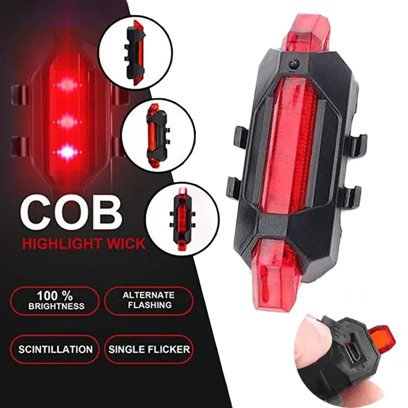 Bicycle Lights for Bicycle Tail Lights Night Riding Safety Warning Lights USB Rechargeable Tail LED Bicycle Lamp Cycling Equipment Road Bike