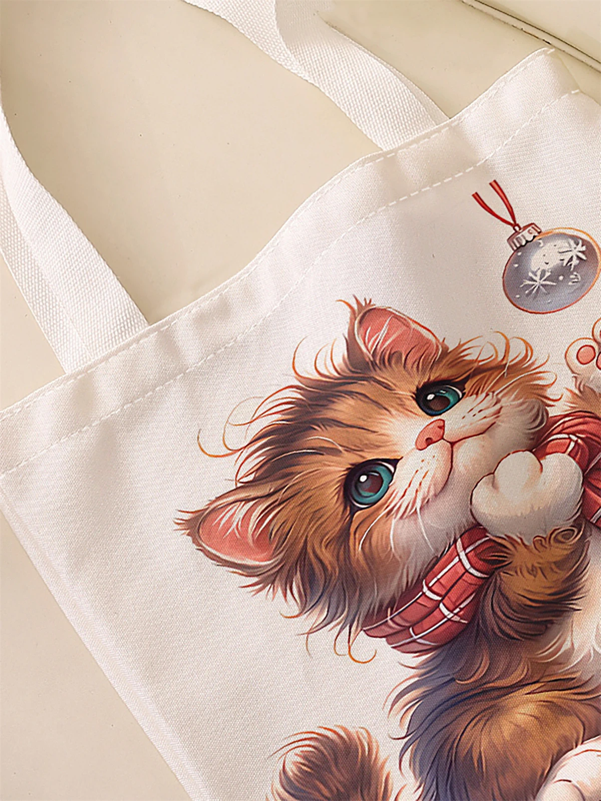 Cat pattern printed casual handbag, reusable fashionable backpack, multifunctional handbag, canvas shopping bag