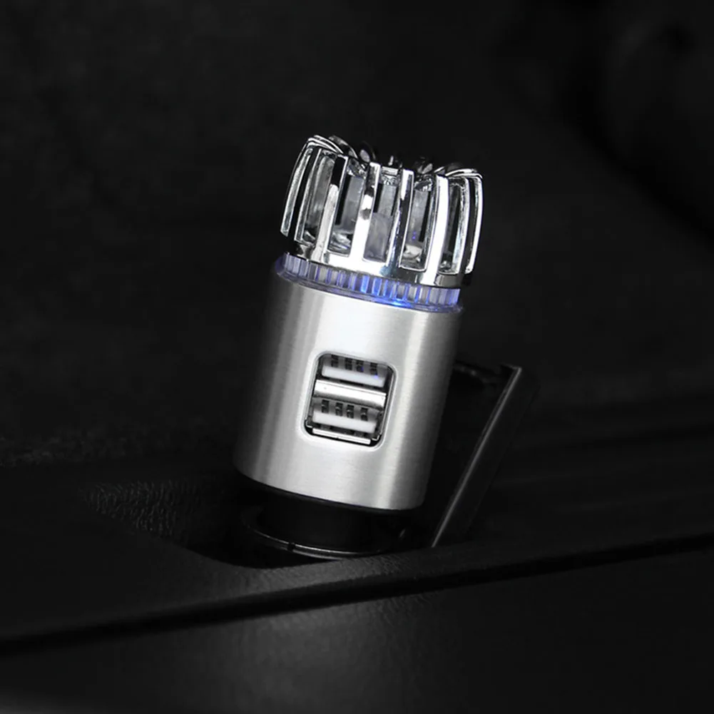 JO-6291 Remove Formaldehyde Smoke Dust Ionic Car Air Purifier Freshener Dual USB Charger Deodorizer Oxygen Bar