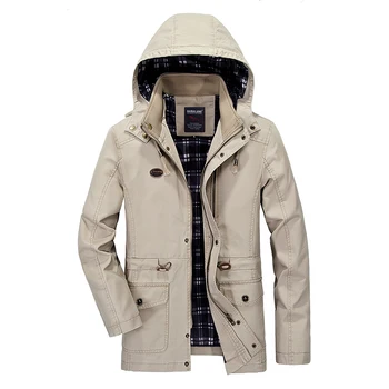 Nuovo autunno uomo cotone tinta unita staccabile con cappuccio giacca allentata uomo primavera Multi tasche all'aperto Casual giacca antivento maschile 1
