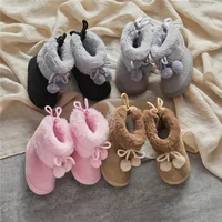 Suefunskry Toddler Baby Girls Boys Boots Winter Warm Soft Sole Fluffy Lace up Boots Cute Plush Pom Decoration Non Slip Shoes 1
