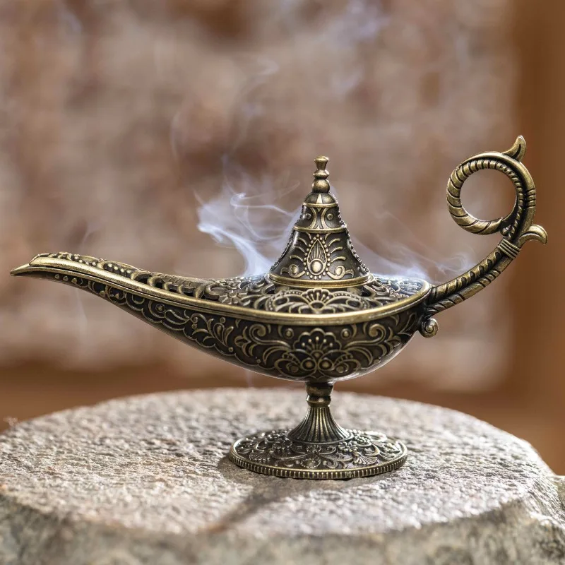 Antique Metal Incense Burner, Aladdin's Magic Lamp Design, Decorative Craft Gift Candle Holder, Hot-selling, Incense Burner