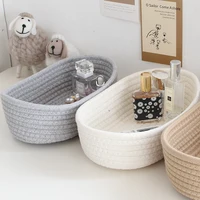 Desktop Sundries Basket Storage Box Hand Woven Basket Kids Toys Organizer Office Stationery Cosmetics Snack Pouch Accessories 6