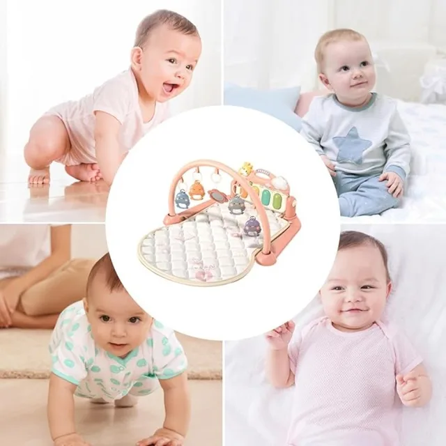 Baby Playmat Kick & Play Piano Gym Musical Activity Center Learning Toy Tummy Time Padded Mat with Detachable Toys for Newborns 2