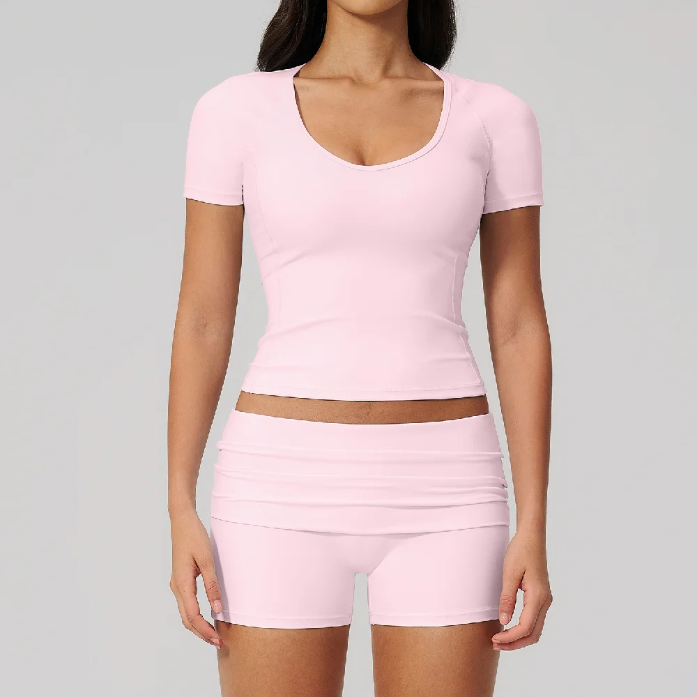 Summer 2PCS Tracksuits Yoga Suit Female Fitness Suit Running Workout Tops Shockproof Crop Sports Top Athletic Wear Sports Suit 2