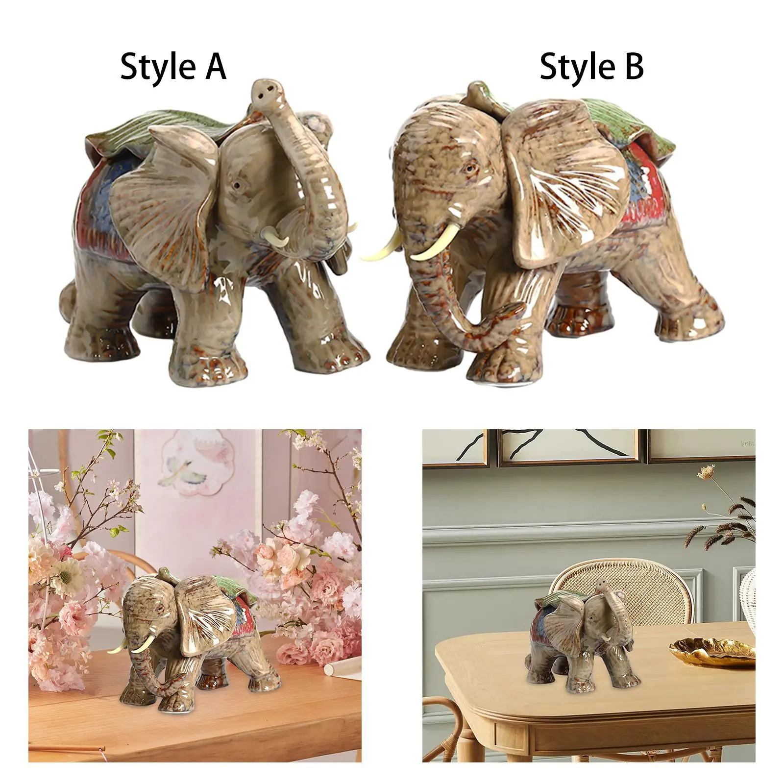 

Украшения в виде слона, украшение для дома, Керамическая скульптура для новоселья, статуя в виде слона, украшение для свадьбы