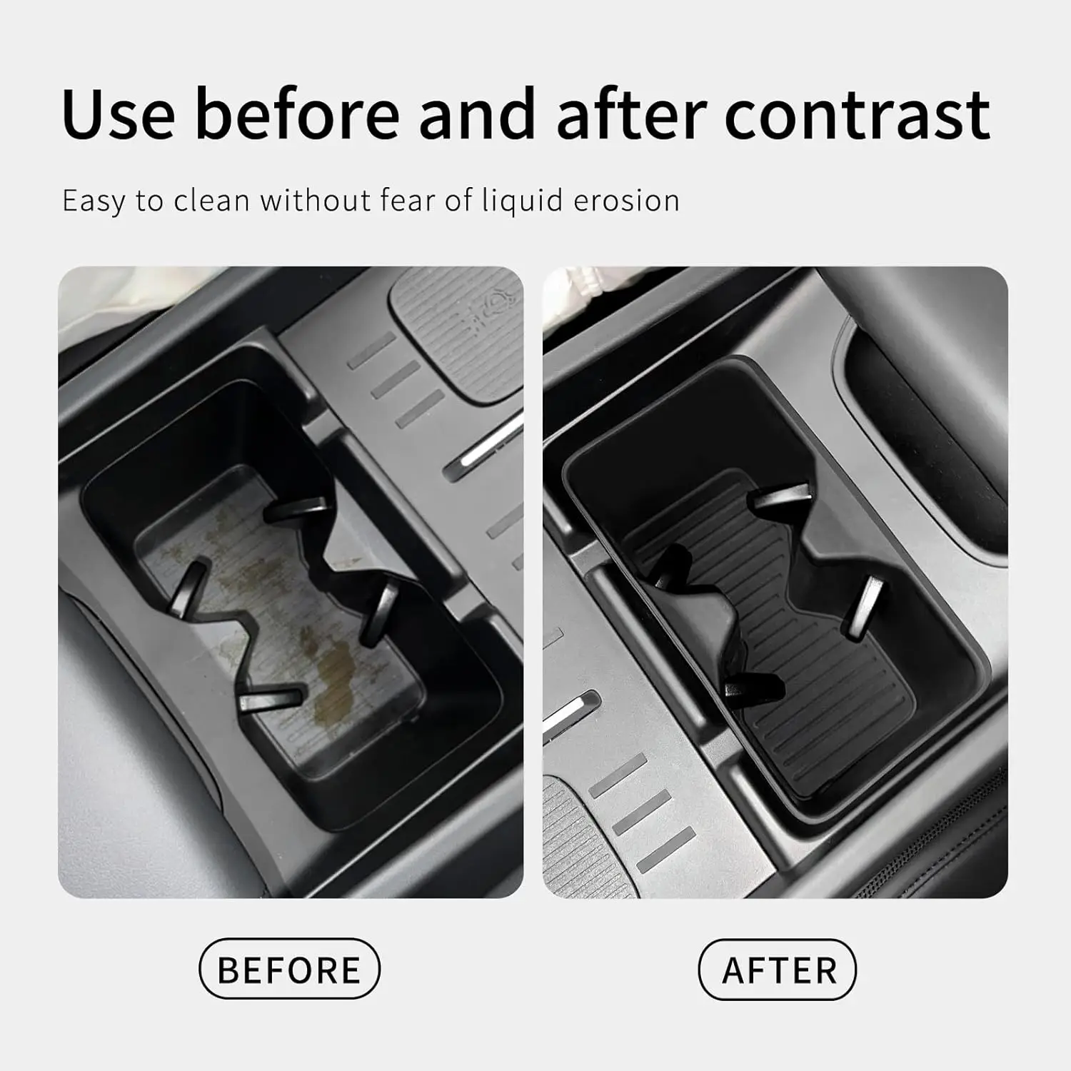Cup pad Wireless Charger Mat For Hyundai Santa Fe 2024 Auto Interior Accessories Central armrest storage box PVC Mats Black ABS 5