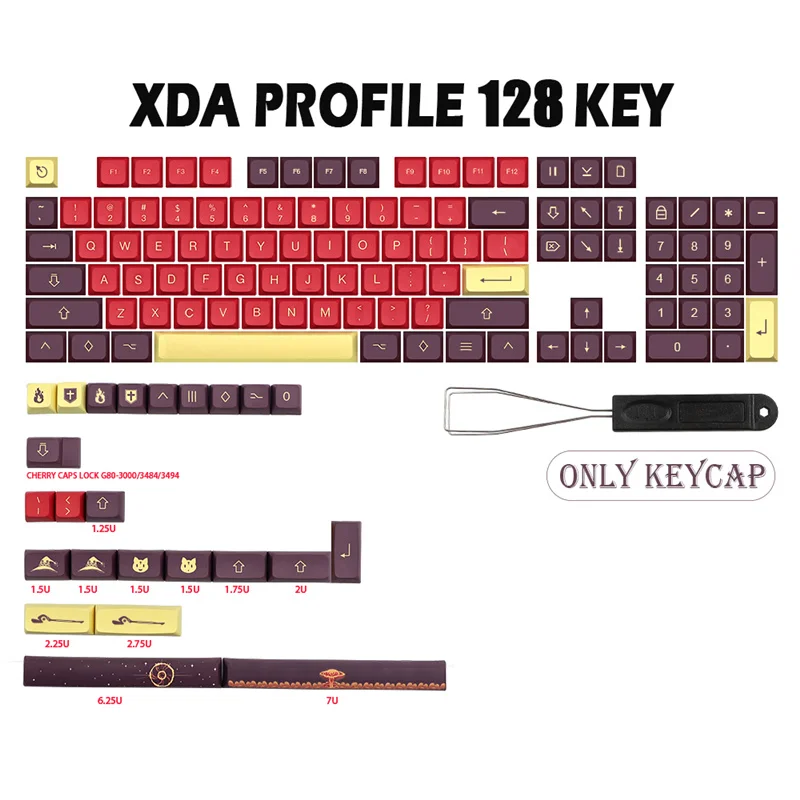 128-keys-explosion-xda-pbt-keycaps-gmk-keycap-7u-split-spacebar-for