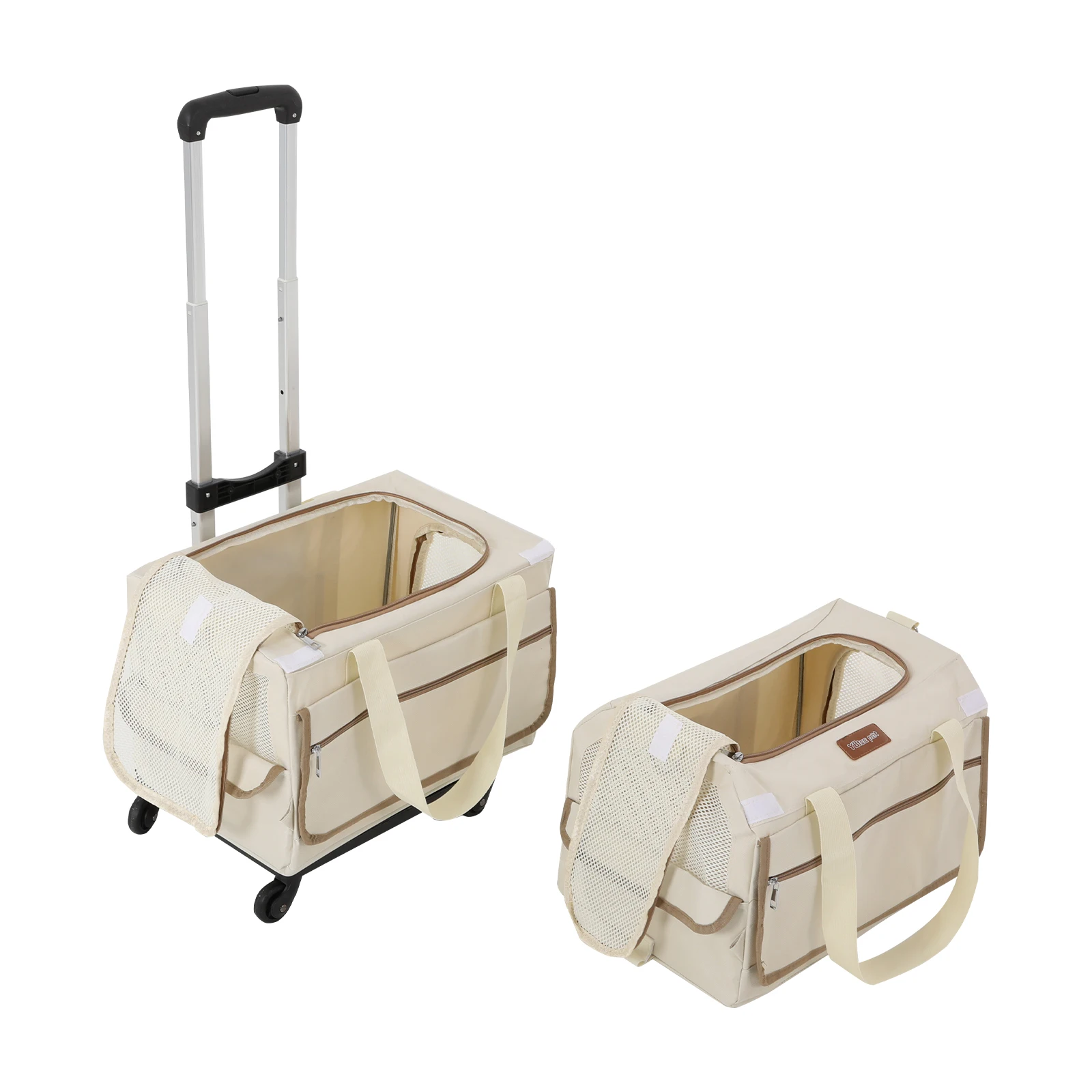 Double-Layer Rolling Pet Carrier – Trolley Suitcase with Mesh Windows for Cats & Dogs