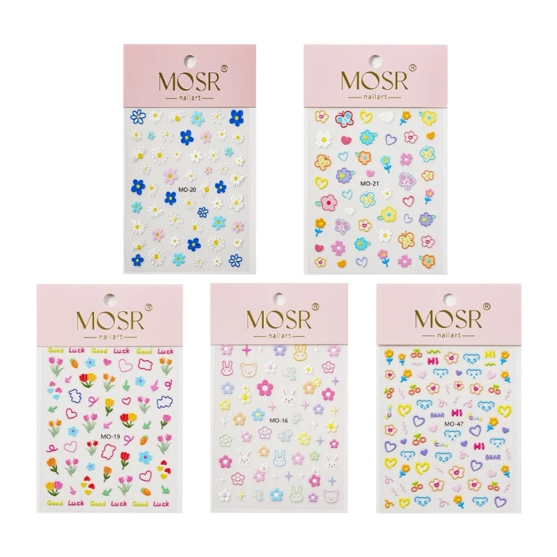 

Colorful Nails Art Decals Flower Pattern Self Adhesive Stickers for Women