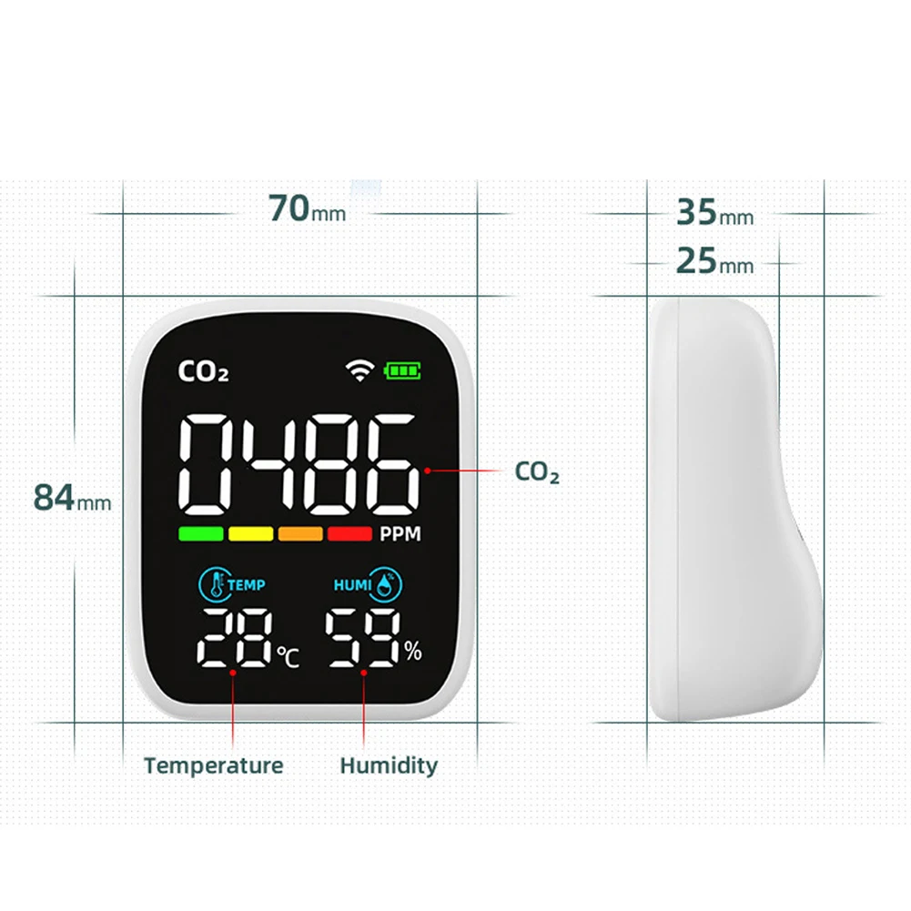 LED CO2 감지기 이산화탄소 테스터, 온도 및 습도 테스트 계량기, NDIR 적외선 센서, 가정용 공기질 테스터