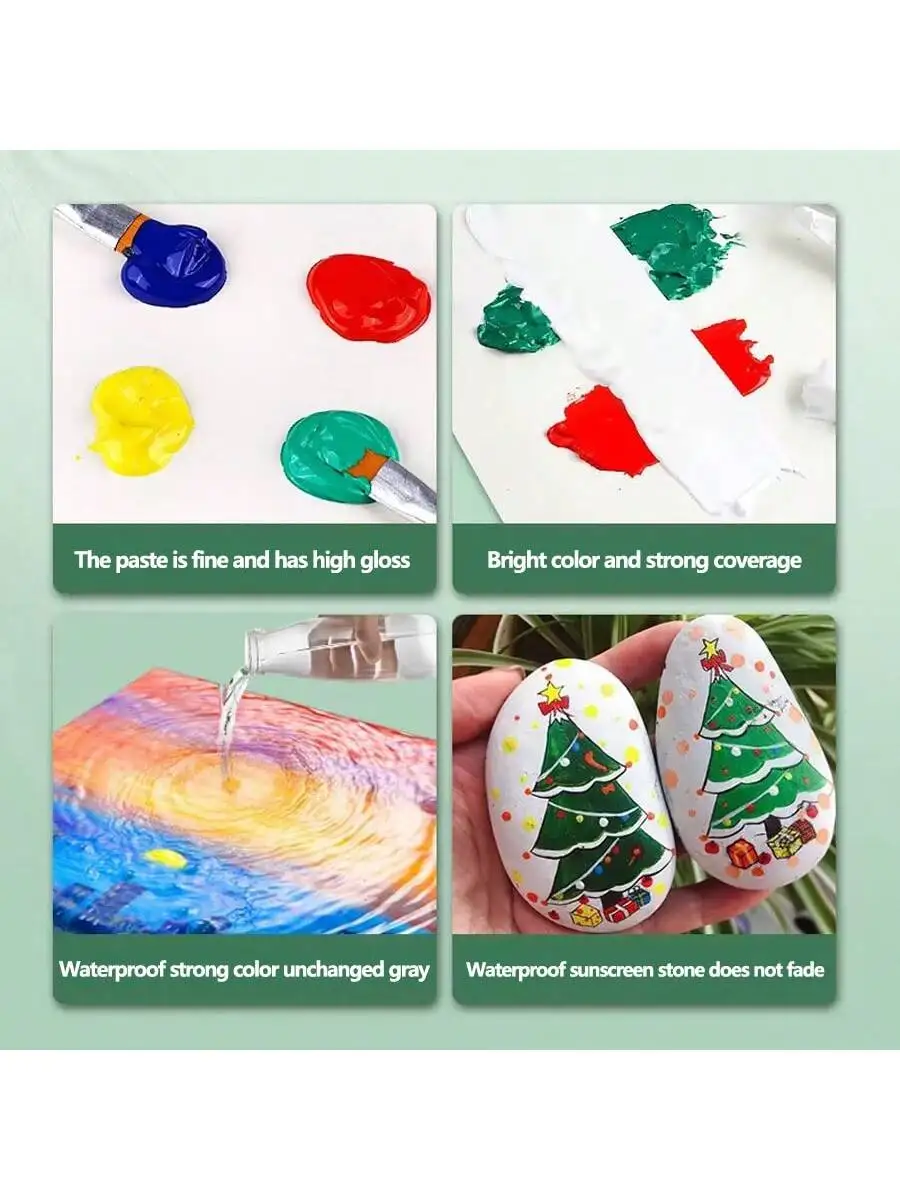 12/18/24 Acrylic Paint Set+palette+3 pen -0.169oz /5ml each, suitable for beginners, love painting 6