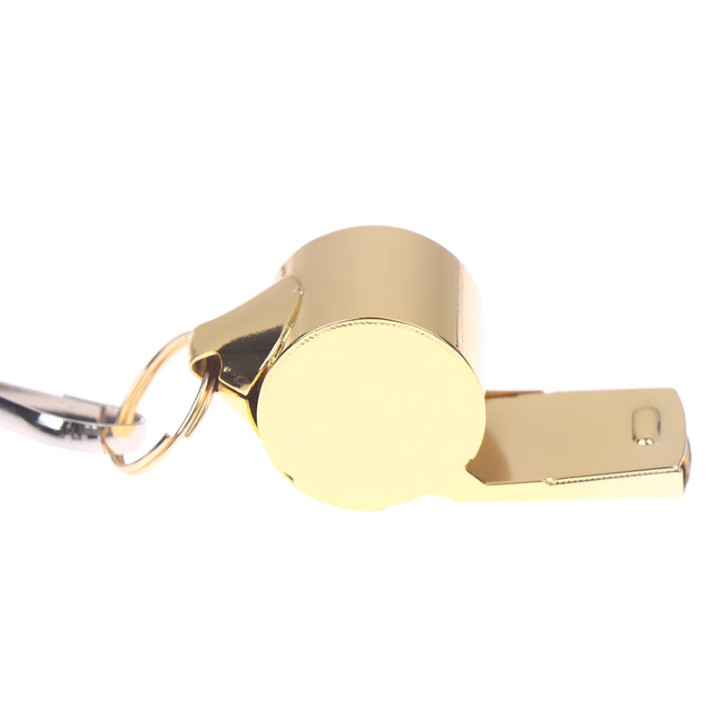 High Quality Stainless Steel Golden Whistle Hanging Neck Sports Whistle Lifeguard